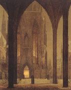 Oehme, Ernst Ferdinand Cathedral in Wintertime (mk22) oil painting artist